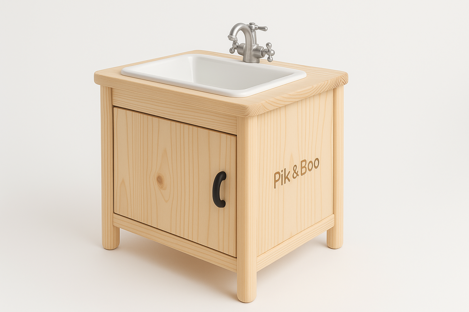 Wooden sink angle view