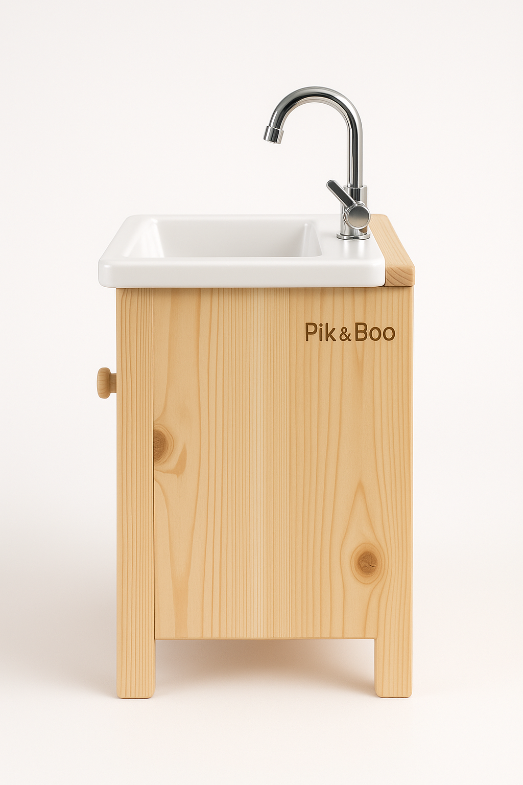 Side profile of wooden sink