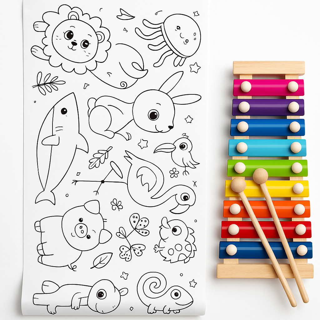Colorful xylophone with mallets